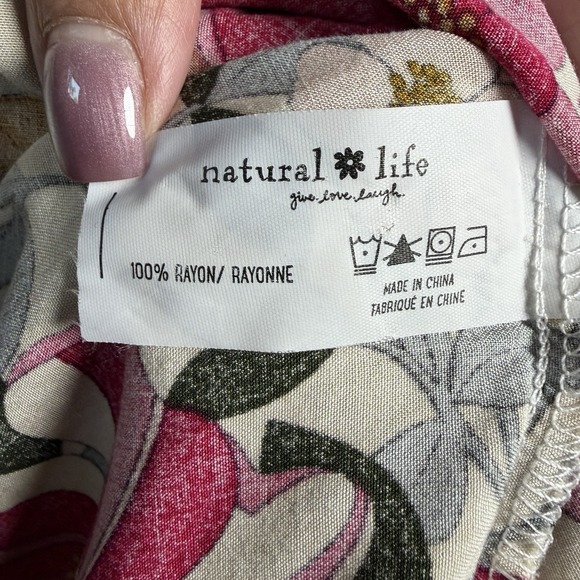 Natural Life Stella Floral Babydoll Mini Dress XS S Boho Cottagecore Pockets - Picture 13 of 13